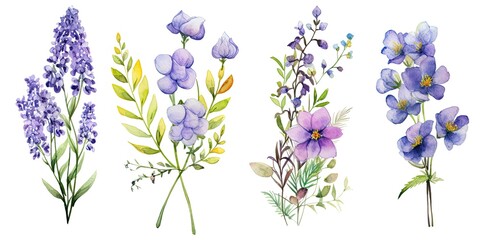  Hand-Drawn Watercolor Illustrations of Flourish Boutonnieres - Delicate Floral Compositions and Buttonholes Generative AI Digital Illustration