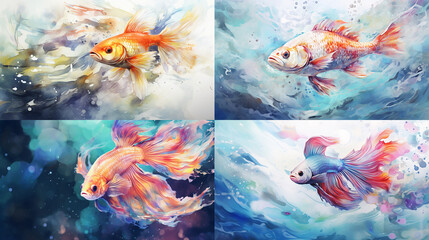 Wall Mural - fish in aquarium