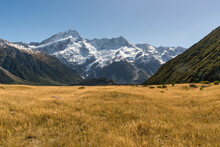 The Dry Tasman Valley Near The Mt Cook Village With A Backdrop Of The Snow Covered Southern Alps