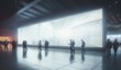 © TrueAI - Blurred image of people walking in the corridor of modern office building