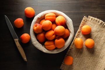 Wall Mural - Composition with apricot, concept of tasty and fresh fruit