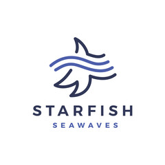 Wall Mural - Star Fish wave Starfish Sea Logo Vector Icon Illustration