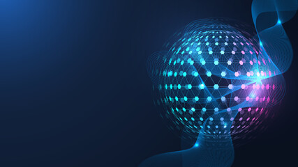 Wall Mural - quantum computing. quantum processing. artificial intelligence quantum computer technology concept. 
