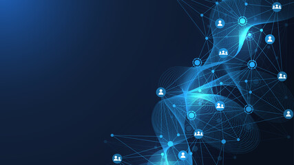 Wall Mural - global network connection. global business. social network communication. internet technology. illus