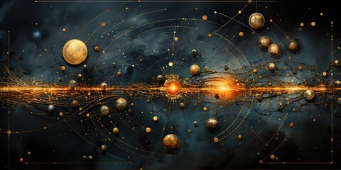 Wall Mural - ai generated. ai generative. galaxy space universe solar system background abstract planets landscap