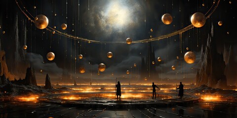 Wall Mural - ai generated. ai generative. galaxy space universe solar system background abstract planets landscap