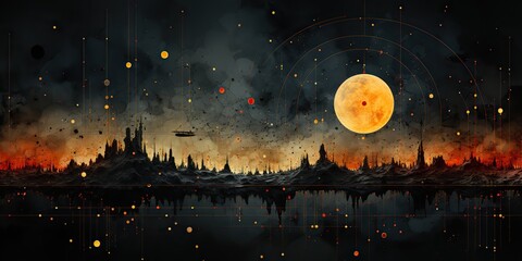 Wall Mural - ai generated. ai generative. galaxy space universe solar system background abstract planets landscap