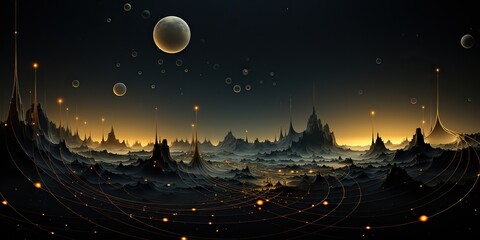 Wall Mural - ai generated. ai generative. galaxy space universe solar system background abstract planets landscap