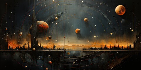 Wall Mural - ai generated. ai generative. galaxy space universe solar system background abstract planets landscap