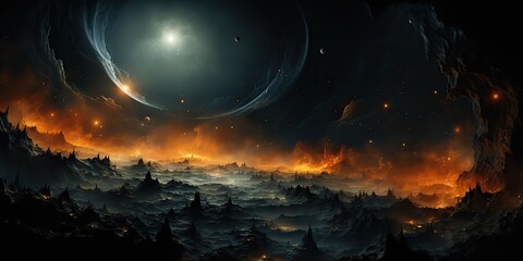 Wall Mural - ai generated. ai generative. galaxy space universe solar system background abstract planets landscap