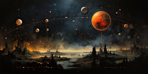 Wall Mural - ai generated. ai generative. galaxy space universe solar system background abstract planets landscap