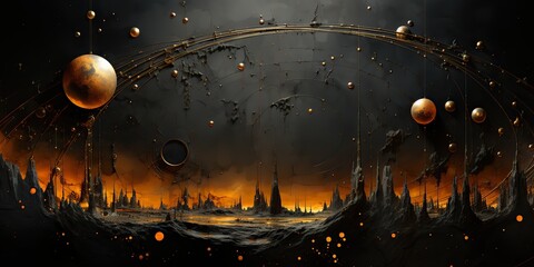 Wall Mural - ai generated. ai generative. galaxy space universe solar system background abstract planets landscap