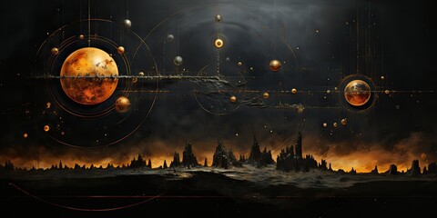 Wall Mural - ai generated. ai generative. galaxy space universe solar system background abstract planets landscap