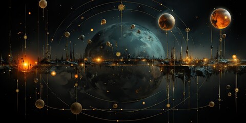 Wall Mural - ai generated. ai generative. galaxy space universe solar system background abstract planets landscap