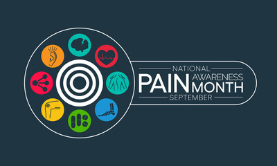 Wall Mural - Pain awareness month is observed every year in September, to raise public awareness of issues in the area of pain and pain management. Vector illustration