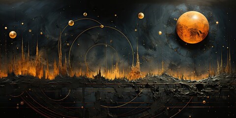 Wall Mural - ai generated. ai generative. galaxy space universe solar system background abstract planets landscap
