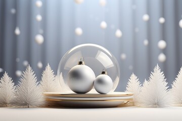 Wall Mural - 3d render of christmas baubles and snowflakes