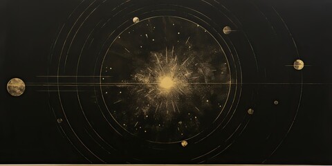 Wall Mural - AI Generated. AI Generative. Minimal solar system planets poster. Galaxy space universe future adventure travel decoration background view