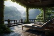 Concept of relaxation in meditation retreats amidst nature, Generative AI