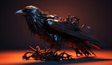 Close Up Of A Crow Or Raven. Generative AI