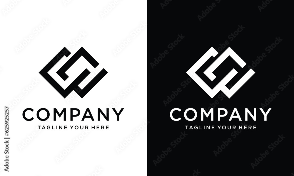 CE Letter Initial Logo Design Template Vector on a black and white ...