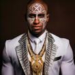 businessman traditional african in suit with facepaint