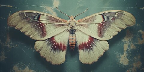 Wall Mural - AI Generated. AI Generative. photo realistic illustration of A macro of a rare beautiful lunar moth. Graphic Art Illustration