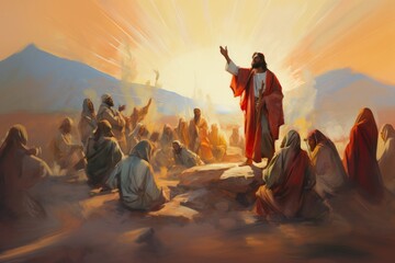 Wall Mural - Jesus preaching