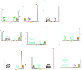 Wall Mural - Vector illustration sketch of detailed road section for car stop