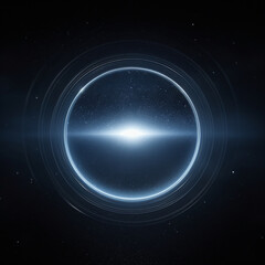 Wall Mural - planet in space, the big circle lighting on background of space. Digital technology concept, illustration by generative AI.