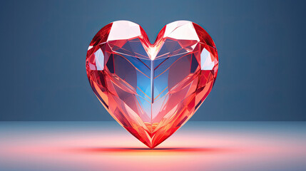 Wall Mural - Glass heart icon 3d rendered illustration diamond