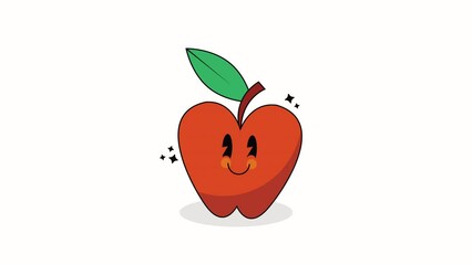 Poster - apple kawaii style character animation