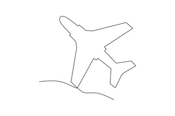 Wall Mural - Airplane continuous line vector illustration