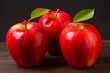 Three Fresh Gravenstein Apples in August - Perfect for Cooking, Cider Making, and Eating. Enjoy the Crimson Favored Fruit: Generative AI