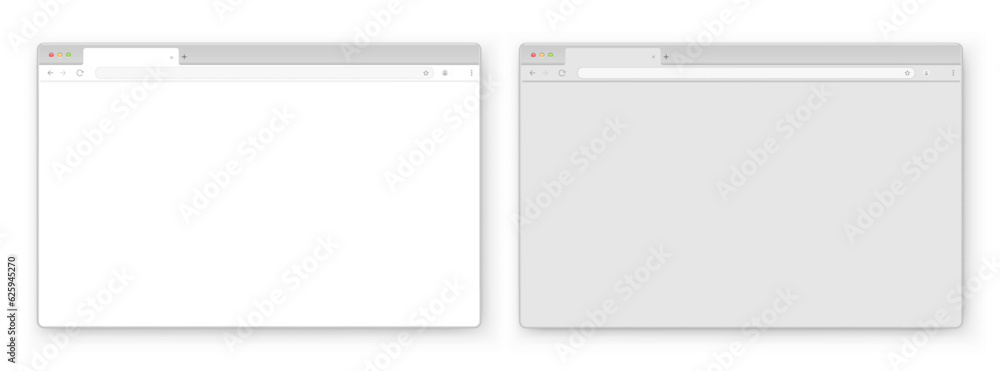 A set of browser window in white and gray on a blue background. Website ...