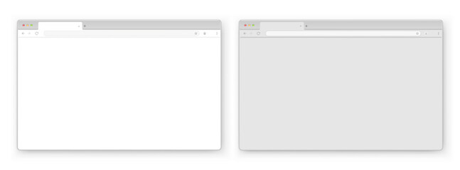 Wall Mural - a set of browser window in white and gray on a blue background. website layout with search bar, tool