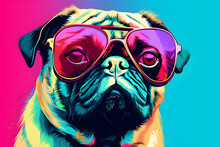 Sottobicchieri Pop Art Con Carlino Funky Pug – 9,5 Cm, Finitura Lucida E Retro In Sughero – Regalo Divertente #8606