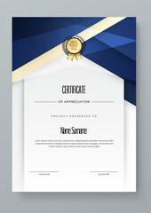 Wall Mural - Modern certificate of appreciation border template with luxury badge and modern line and shapes. For award, business, and education needs. Diploma vector template