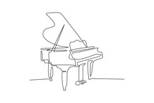 Vintage Piano Continuous Line Art Drawing