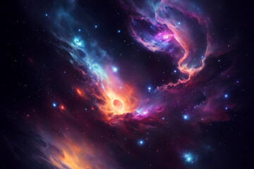 colorful space galaxy and cloud nebula with endless universe with stars and galaxies in outer space.