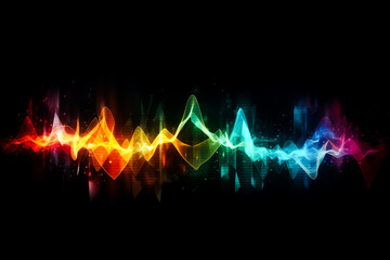 Abstract Sound equalizer wave on black background. Ai generated.