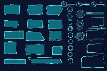 Wall Mural - digital interface hud elements set pack. user interface, frame screens. callouts titles, fui circle 