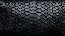 Background Texture Black Leather Reptiles. Snake Skin Or Dragon Scale Texture