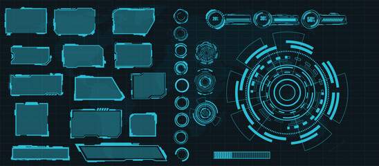 Wall Mural - digital interface hud elements set pack. user interface, frame screens. callouts titles, fui circle 