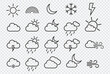 Icon Set of weather forecast, vector thin line icon collection, weather map