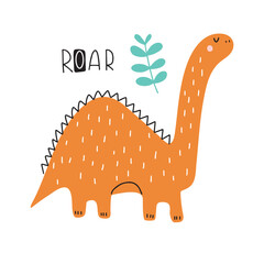 Wall Mural - Cute dinosaur - vector illustration. Great for making baby clothes and decorating nursery.