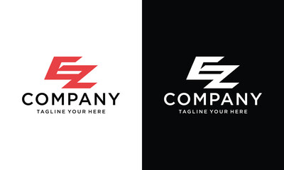 Wall Mural - E Z Letter Logo Design. Creative Icon Modern Letters Vector Logo.on a black and white background.