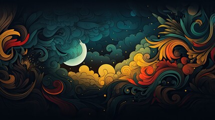 Wall Mural - abstract background with flower swirls