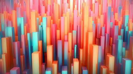 The 3D abstract background features captivating vertical bars and geometric elements, ideal for presentations.