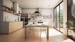 © VERTEX SPACE - home and interior design creative ideas showcase modern pantry area and cabinet island and stool house beautiful design background daylight wooden colour scheme,ai generate